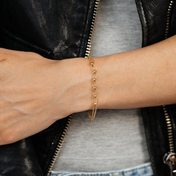 Gold Plated Sterling Silver Trace Link Ball Charm Bracelet