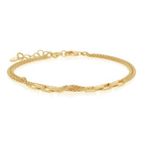 Gold Plated Sterling Silver Two Strand Bar Chain Bracelet