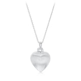 Sterling Silver Textured Puffed Heart Necklace