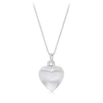 Sterling Silver Textured Puffed Heart Necklace