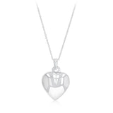 Sterling Silver Textured Puffed Heart Necklace