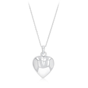 Sterling Silver Textured Puffed Heart Necklace