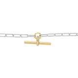 Two Tone Sterling Silver T-Bar Chain Bracelet