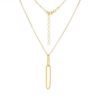 Gold Plated Sterling Silver Paperclip Link Pendant Necklace