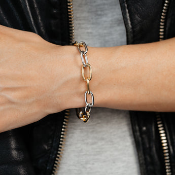 Two Tone Sterling Silver Paperclip Link Bracelet