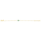 Gold Plated Sterling Silver Green CZ Cross Bracelet
