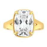 Sterling Silver Yellow Gold Plated Elongated Cushion CZ Ring