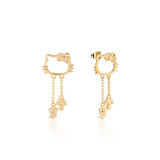 Sanrio Hello Kitty Outline Sterling Silver Yellow Gold Plated Stud Earrings