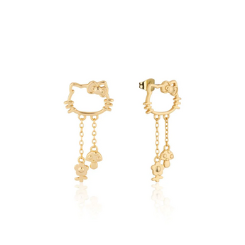 Sanrio Hello Kitty Outline Sterling Silver Yellow Gold Plated Stud Earrings
