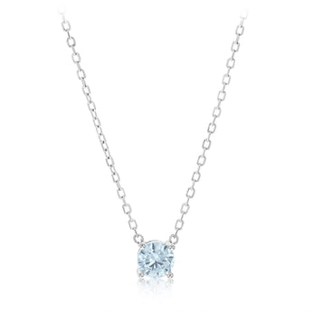 Sterling Silver Blue CZ with 40+5cm Chain