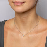 Sterling Silver Blue CZ with 40+5cm Chain