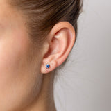 Sterling Silver Sapphire Blue Stud Earrings