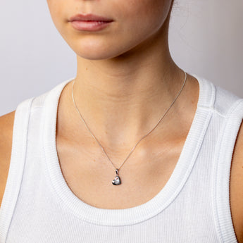Sterling Silver Polished Heart Pendant with Rose Gold Accent