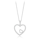 Sterling Silver CZ Double Heart Pendant