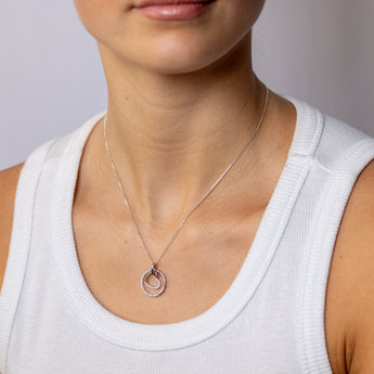 Sterling Silver CZ Round and Heart Pendant