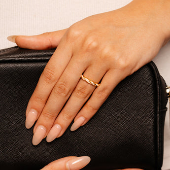 Sterling Silver Gold Plated CZ Twisted Ring