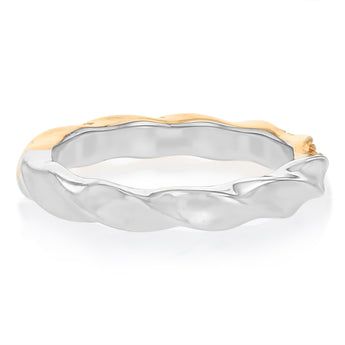 Sterling Silver and Gold Plated Two Tone CZ Twisted Ring
