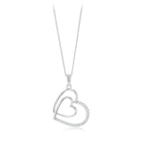 Sterling Silver CZ Double Heart Pendant