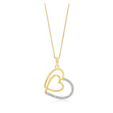 Sterling Silver Gold Plated CZ Double Heart Pendant