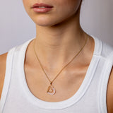 Sterling Silver Gold Plated CZ Double Heart Pendant