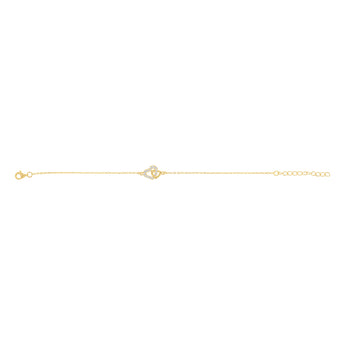 Sterling Silver Gold Plated CZ Double Heart Bracelet