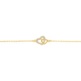 Sterling Silver Gold Plated CZ Double Heart Bracelet