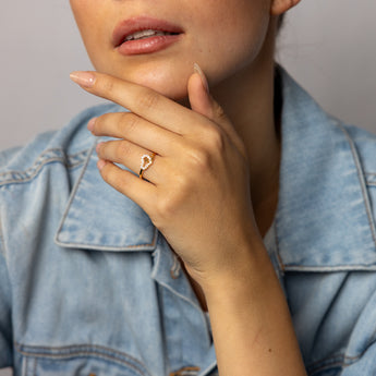 Sterling Silver Gold Plated CZ Double Heart Ring