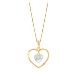 Sterling Silver Gold Plated Double Heart Pendant with Silver Inner Heart