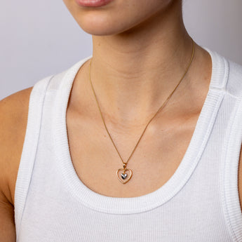 Sterling Silver Gold Plated Double Heart Pendant with Silver Inner Heart