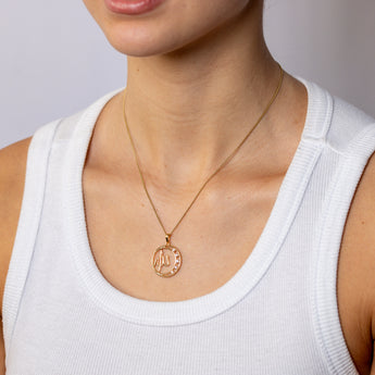 Sterling Silver Gold Plated CZ Crescent Moon Allah Pendant