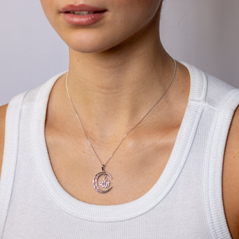 Sterling Silver Filigree Crescent Moon with CZ Allah Pendant