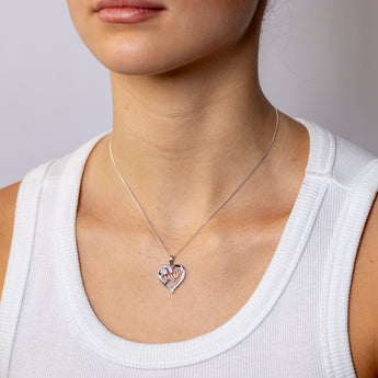 Sterling Silver CZ 'Mum' Heart Pendant