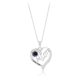 Sterling Silver Purple CZ 'Mum' Heart Pendant