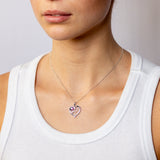 Sterling Silver Purple CZ 'Mum' Heart Pendant