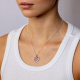 Sterling Silver Pink CZ 'Mum' Heart Pendant