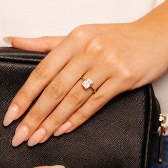 Sterling Silver Gold Plated CZ Cushion Cut Ring