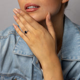 Sterling Silver Blue Cubic Zirconia Oval Ring