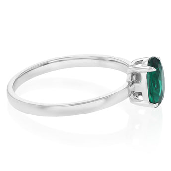 Sterling Silver Green Cubic Zirconia Oval Ring