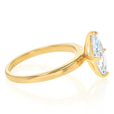 Sterling Silver Gold Plated Cubic Zirconia Marquise Ring
