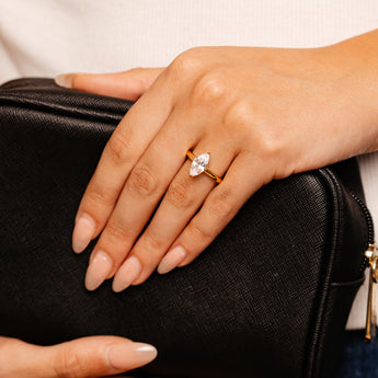 Sterling Silver Gold Plated Cubic Zirconia Marquise Ring