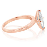 Sterling Silver Rose Gold Plated Cubic Zirconia Marquise Ring