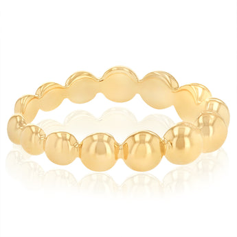 Sterling Silver Gold Plated Beaded Open Ring