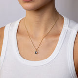 Sterling Silver Gold Plated Round Bezel Set Blue Cubic Zirconia Pendant