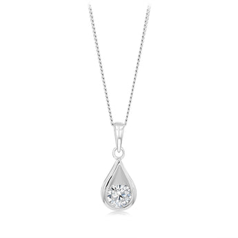 Sterling Silver Cubic Zirconia Teardrop Pendant