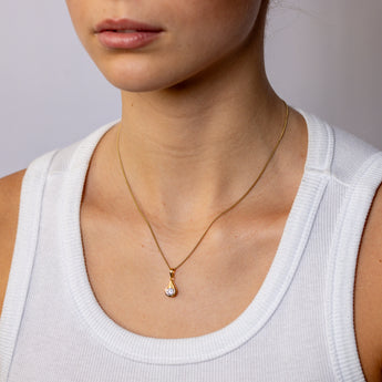 Sterling Silver Gold Plated Cubic Zirconia Teardrop Pendant