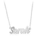 Personalised Sterling Silver Name Pendant with Cubic Zirconia on 40cm Chain - April