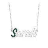 Personalised Sterling Silver Name Pendant with Cubic Zirconia on 40cm Chain - May