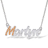 Personalised Sterling Silver Name Pendant with Cubic Zirconia on 40cm Chain - November