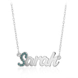 Personalised Sterling Silver Name Pendant with Cubic Zirconia on 40cm Chain - January