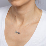 Personalised Sterling Silver Name Pendant with Cubic Zirconia on 40cm Chain - January